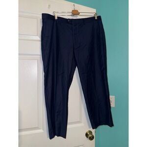 Lineage Mens Navy Blue Flat Front Dress Pants Straight Leg Size 40S